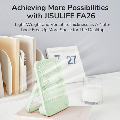 JISULIFE lightweight 216g desk fan travels easily and occupies minimal space.