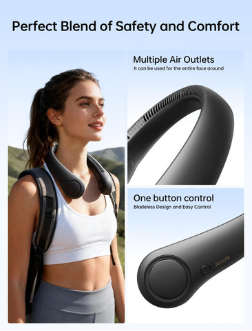 JISULIFE neck fan offering five adjustable speeds for personalized airflow