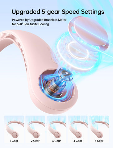JISULIFE neck fan with 5 speeds to tailor airflow