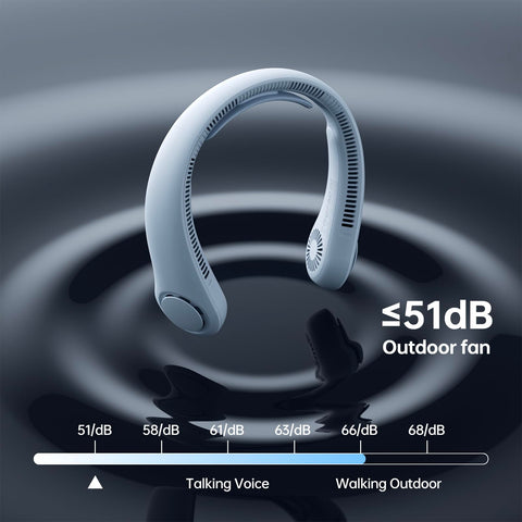 JISULIFE neck fan in light blue finish offers stylish cooling on the go.
