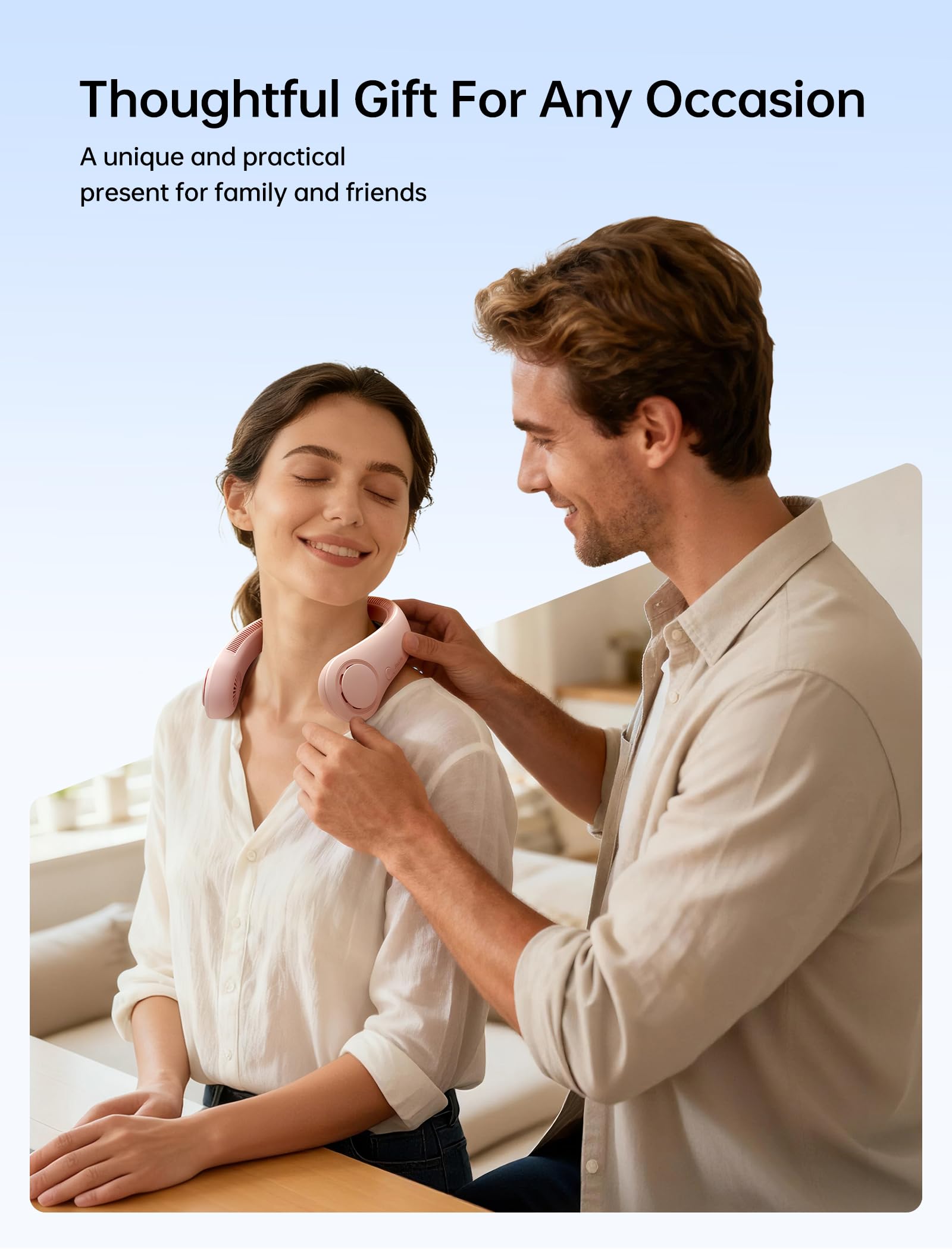 JISULIFE neck fan low-noise motor for discreet cooling