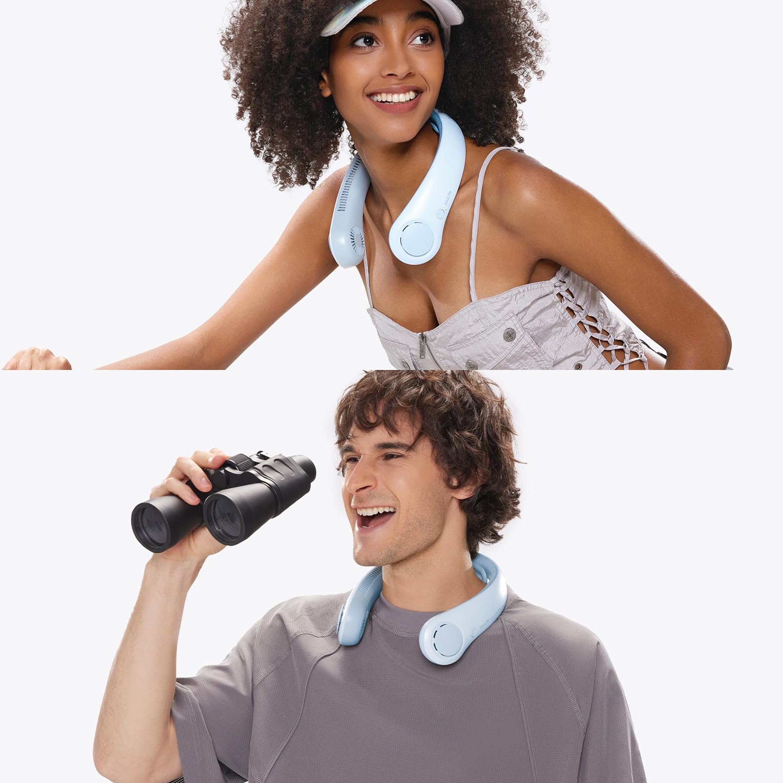 JISULIFE neck fan is ready for outdoor activities with portable cooling.