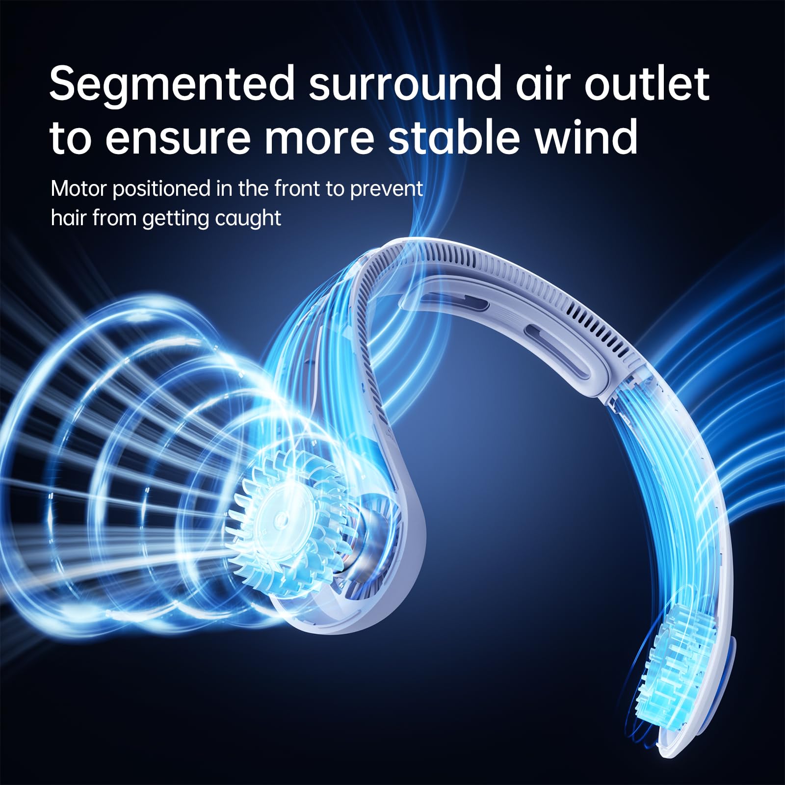 JISULIFE neck fan side view highlighting dual air inlets and outlets.