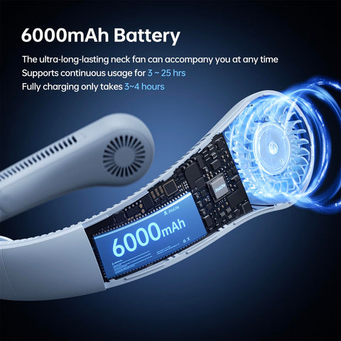 JISULIFE neck fan uses USB-C charging for quick recharges.