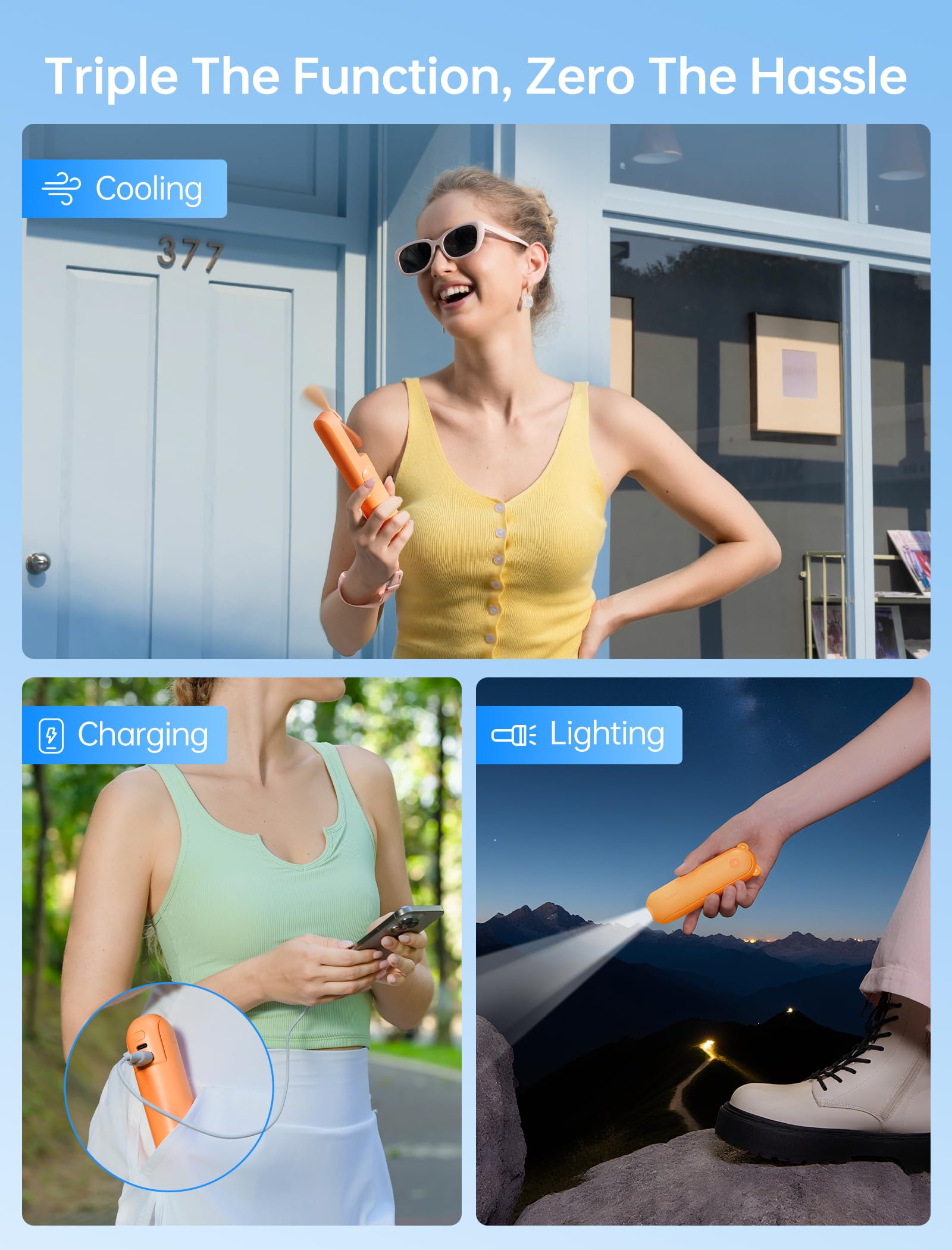 JISULIFE palm-sized backup power bank powering devices anywhere.