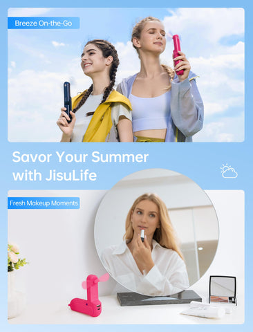 JISULIFE pink-fuchsia color, stylish personal cooling for any outing