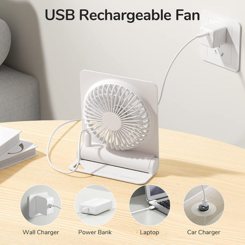 JISULIFE compact portable fan ideal for office, home, or camping use.