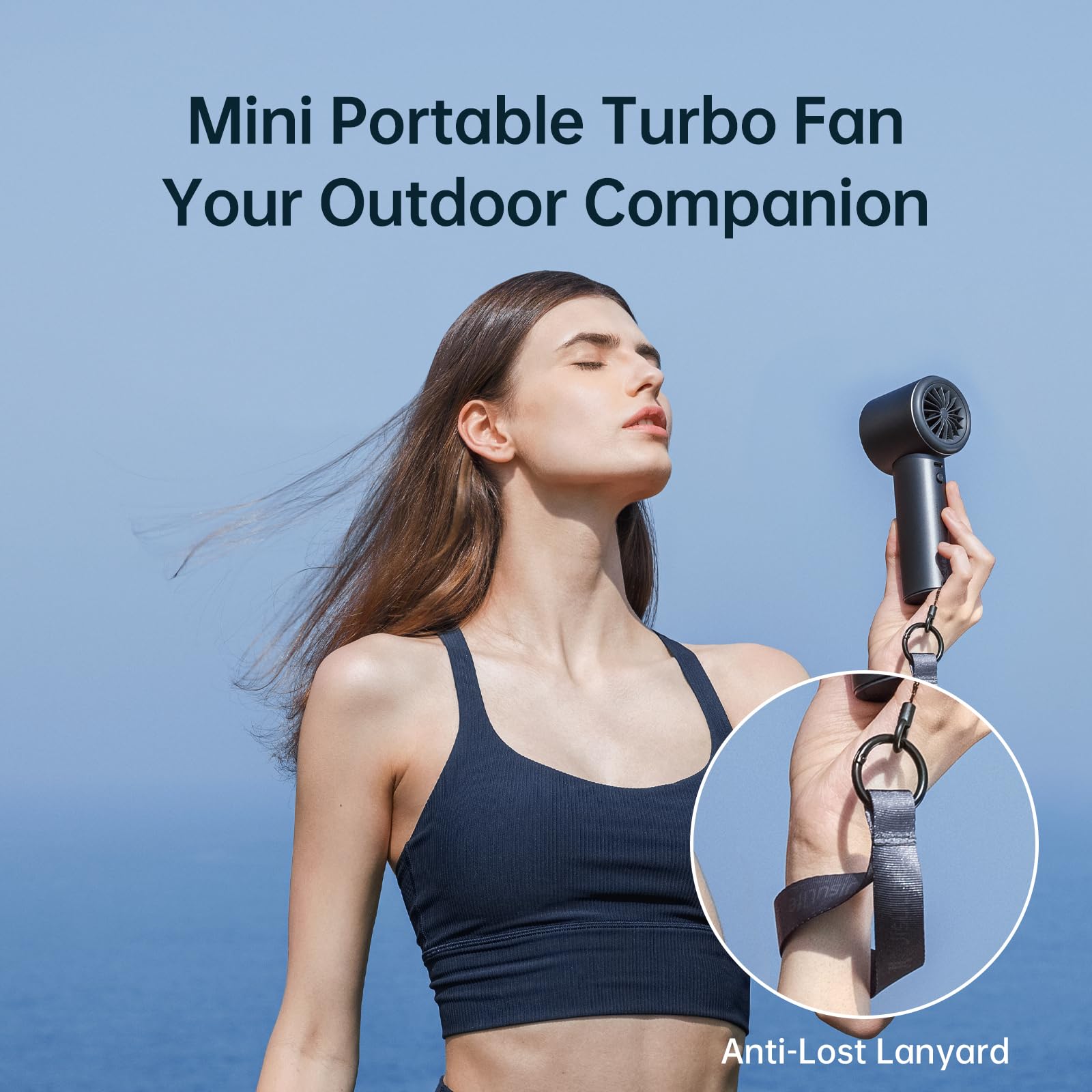 JISULIFE portable fan anti-lost lanyard keeps it secure during activities
