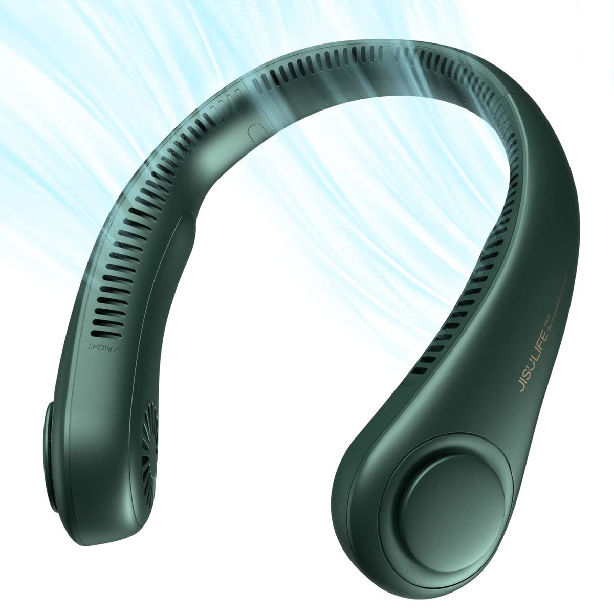 JISULIFE portable neck fan worn on the neck for hands-free cooling.