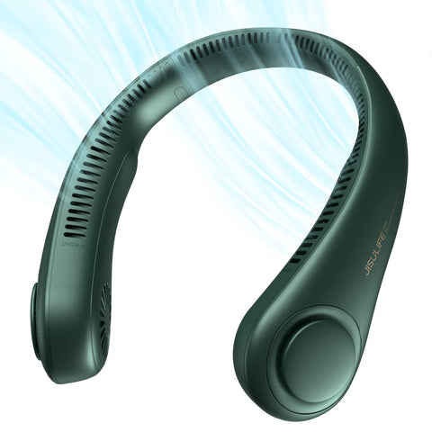 JISULIFE portable neck fan worn on the neck for hands-free cooling.