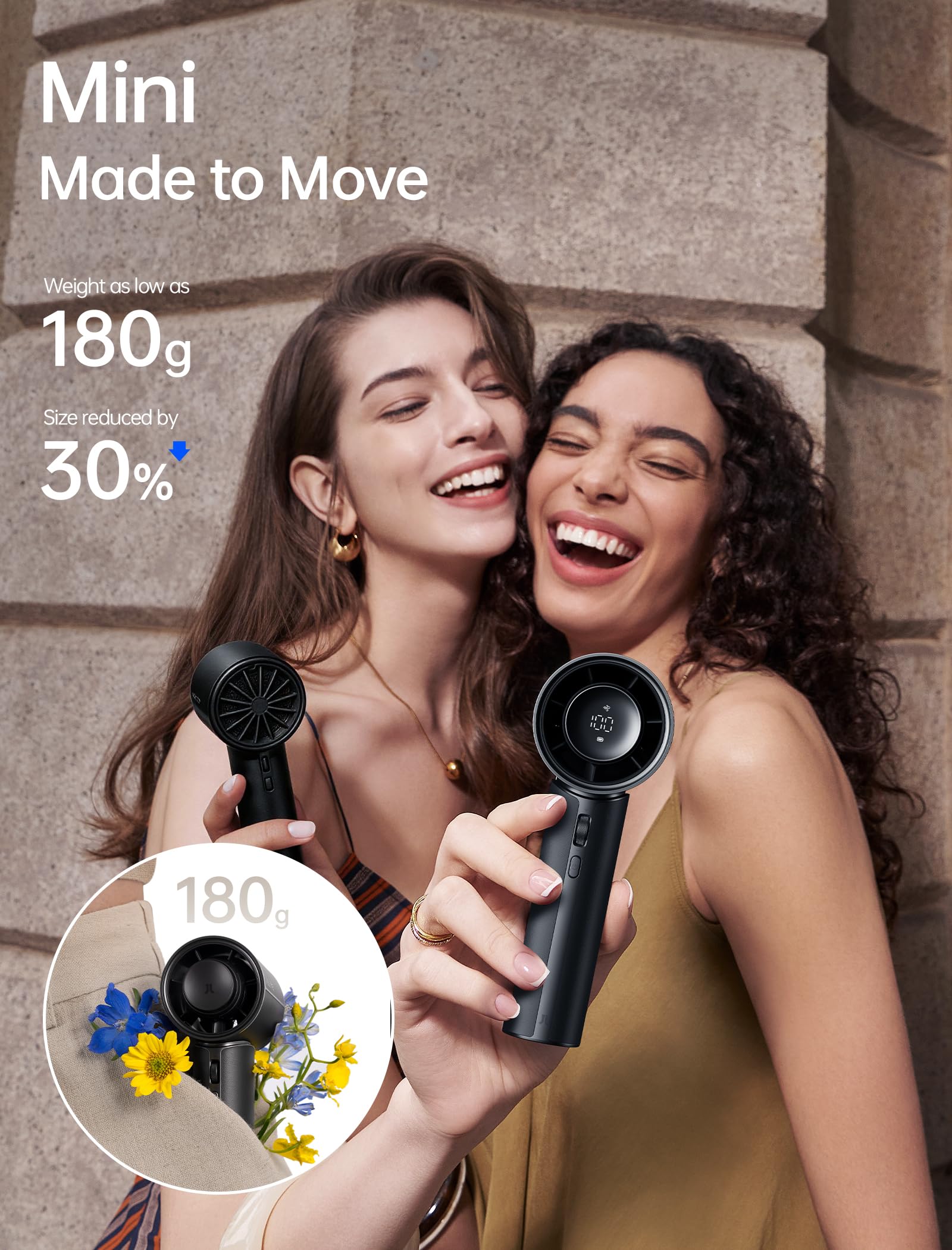 JISULIFE Pro1 Mini rear honeycomb grille protects hair during close use.