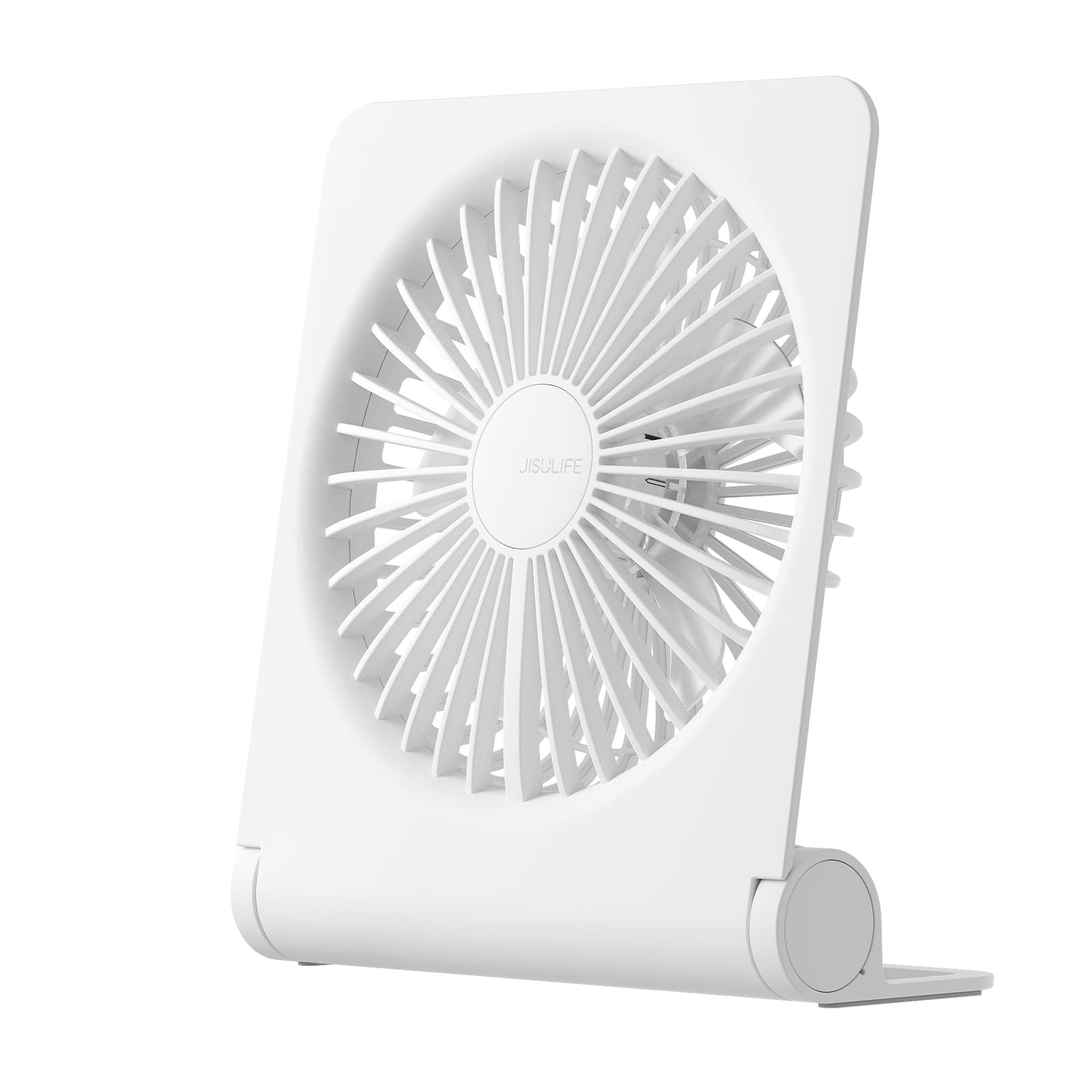 JISULIFE small desk fan with folding design for compact portability and easy storage.