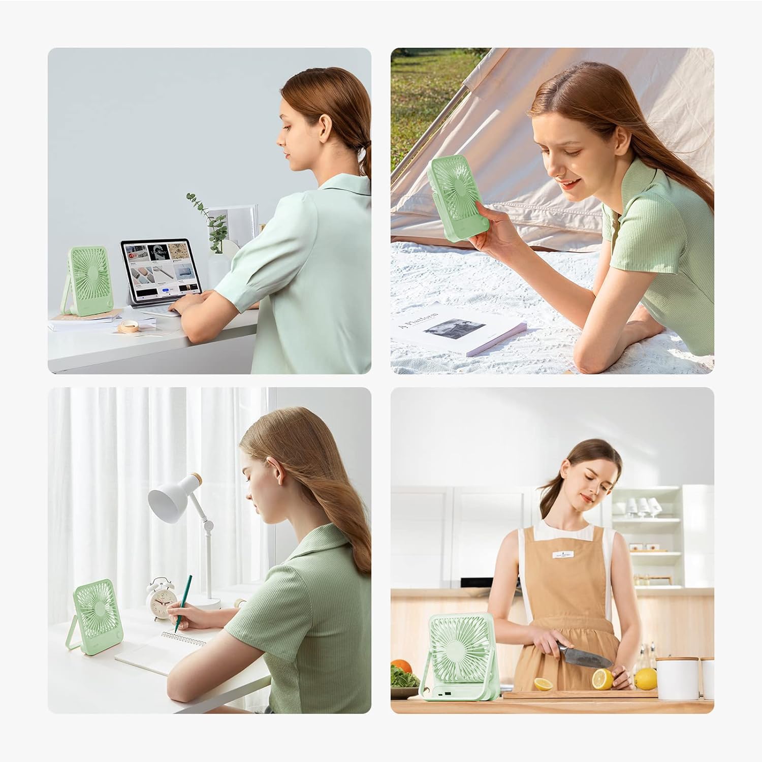 JISULIFE travel-friendly green fan is a reliable outdoors companion.