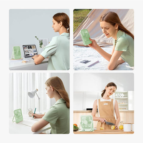 JISULIFE travel-friendly green fan is a reliable outdoors companion.
