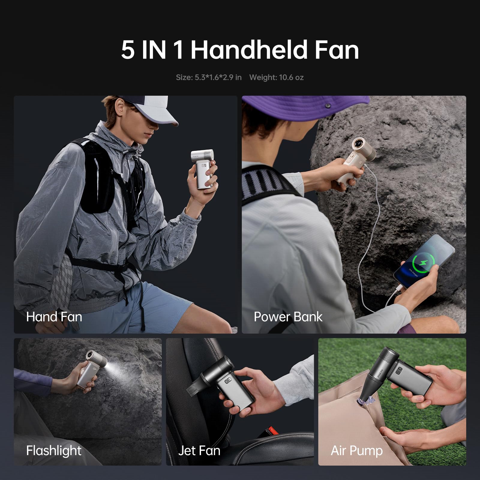 JISULIFE Ultra2 digital display indicates wind speed and battery status clearly