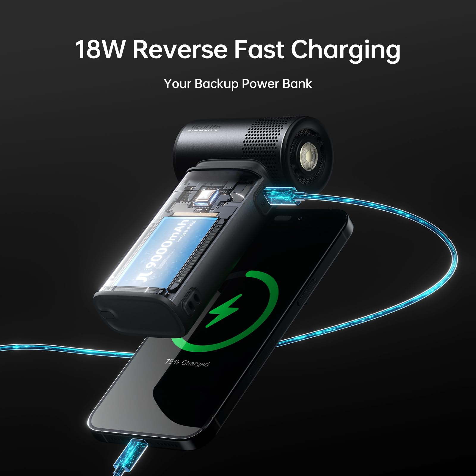 JISULIFE Ultra2 18W fast charging supports quick power top-ups outdoors