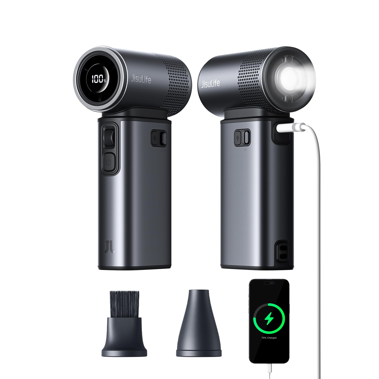 JISULIFE Ultra2 front view shows compact cooling device for on-the-go use