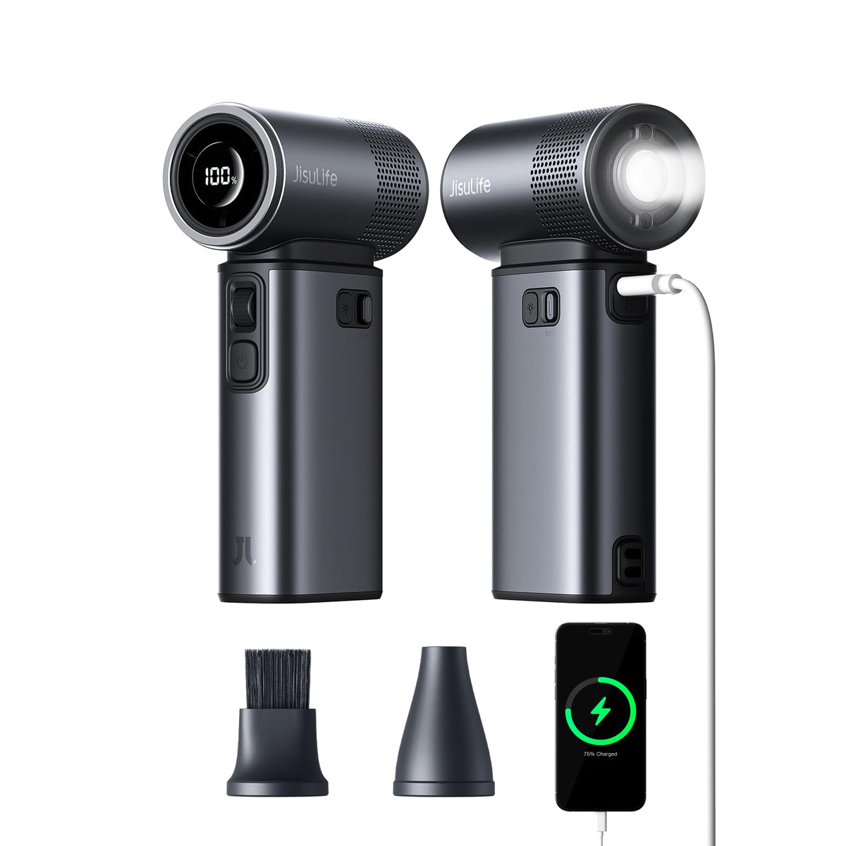 JISULIFE Ultra2 front view shows compact cooling device for on-the-go use