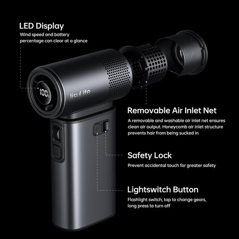 JISULIFE Ultra2 two magnetic nozzles support dusting and inflation tasks