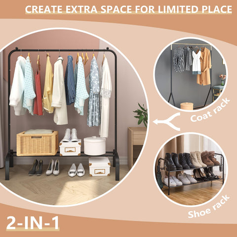 JIUYOTREE black metal rack enhances store displays and home closets