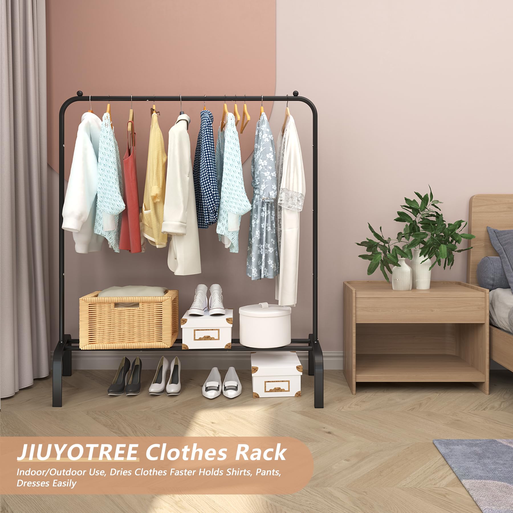 JIUYOTREE metal rack top with non-slip beads keeps clothes secure