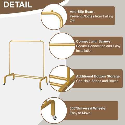 JIUYOTREE sturdy stand for clothes, front-angle view, supports heavy garments with ease.