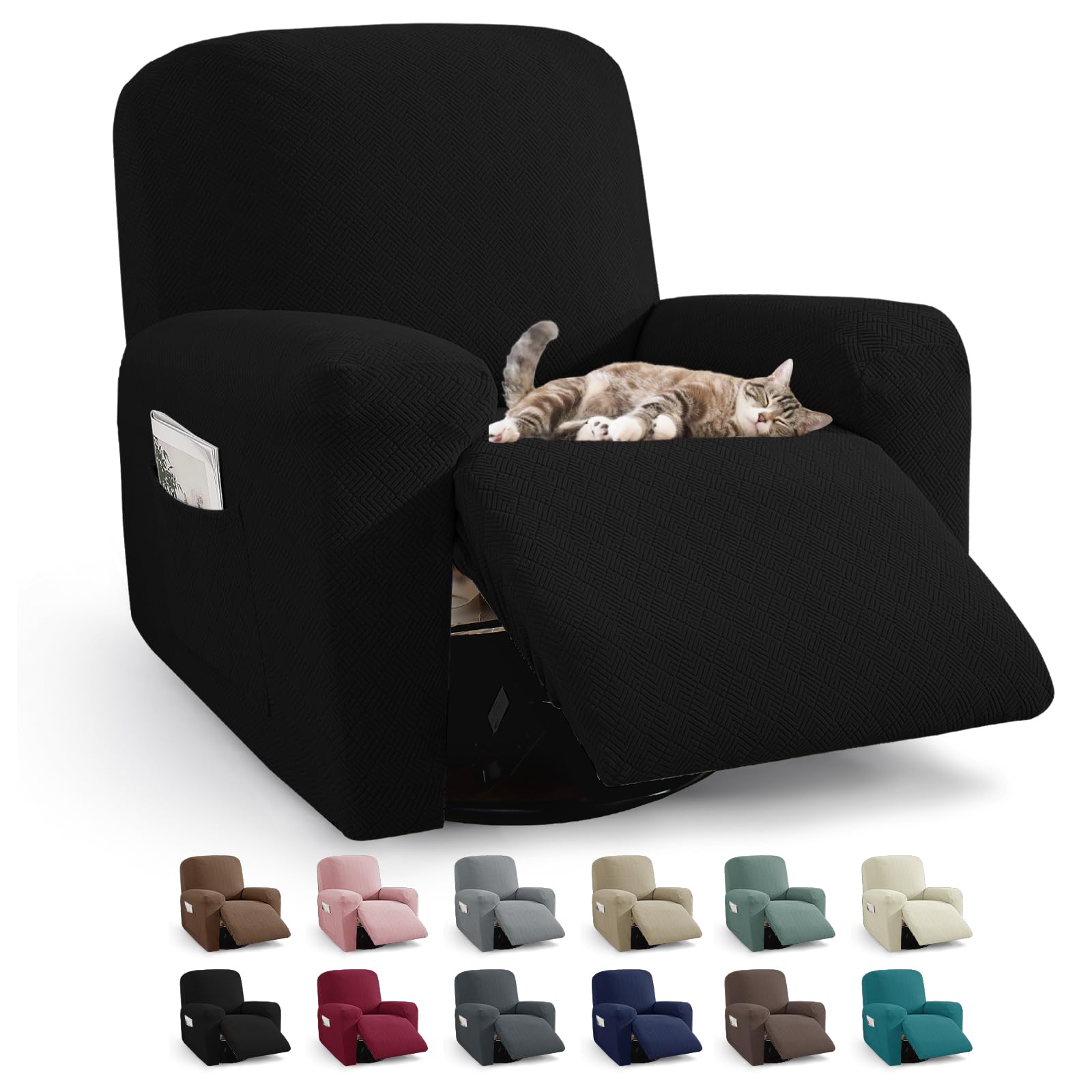 JIVINER recliner cover with soft jacquard fabric protects furniture