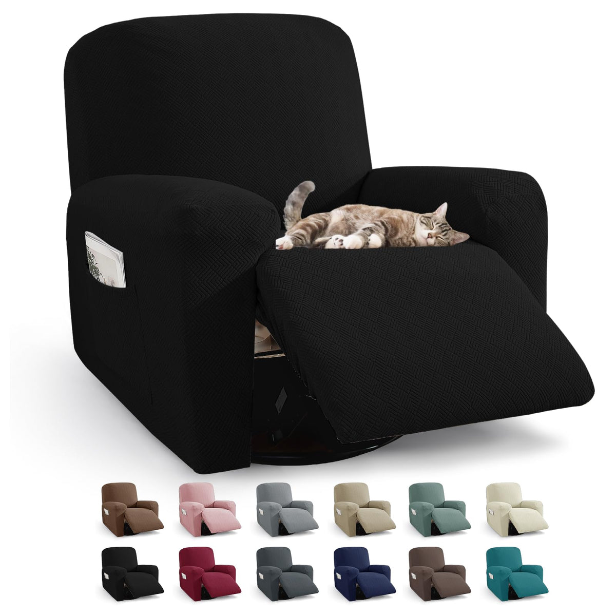 JIVINER recliner cover with soft jacquard fabric protects furniture