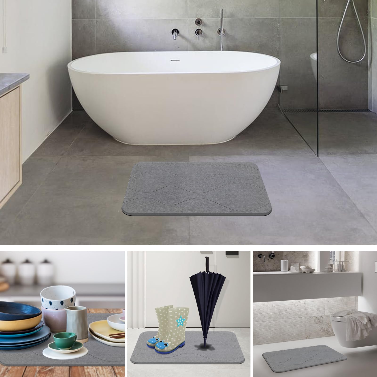 JIZEUO countertop-drying mat dries plates and dishes efficiently.