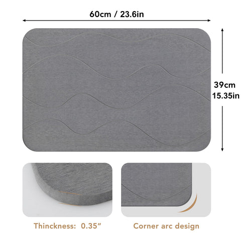 JIZEUO diatomaceous-earth bath mat quickly absorbs water for a dry bathroom floor.