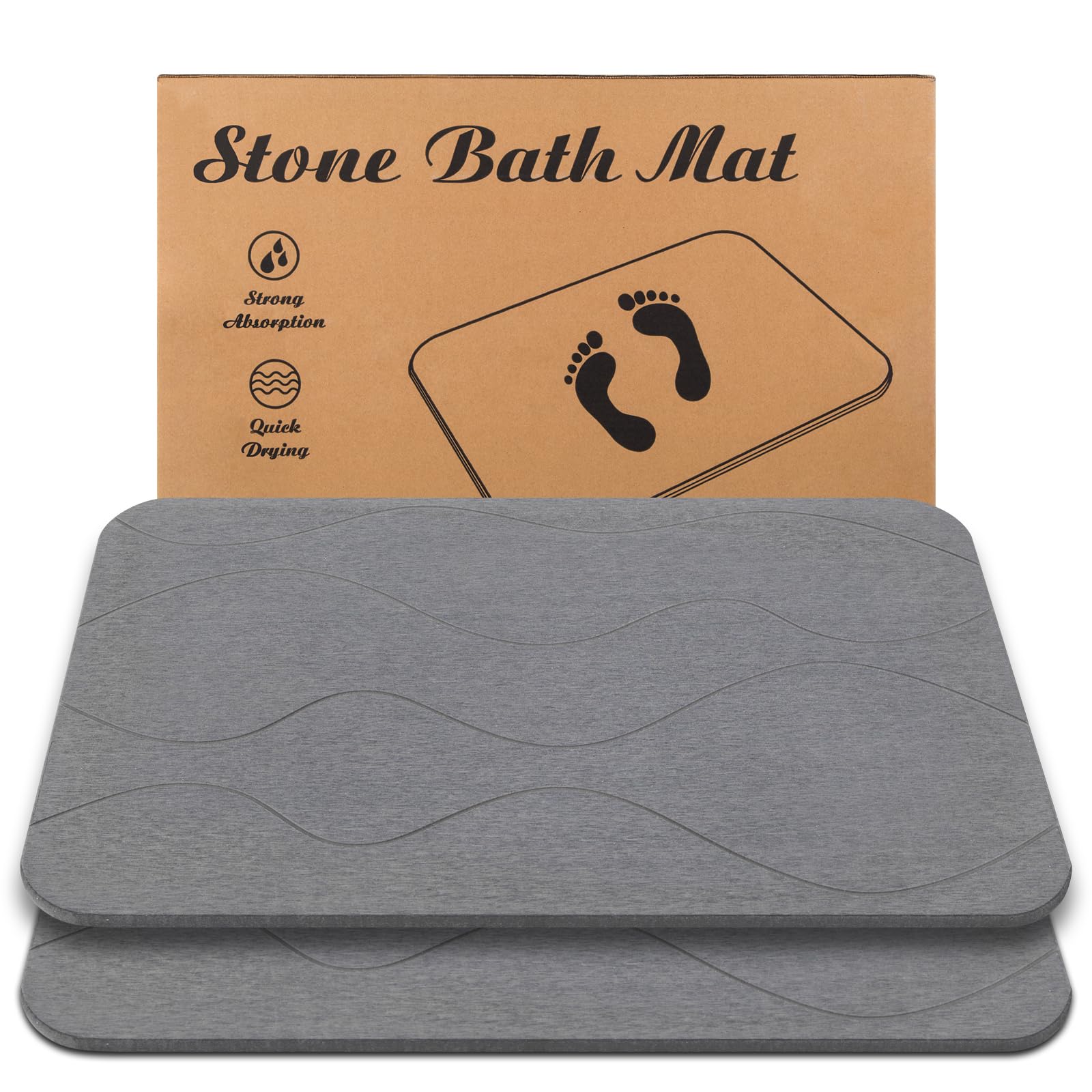 JIZEUO stone bath mat with pattern 1 offers slip resistance on wet floors.