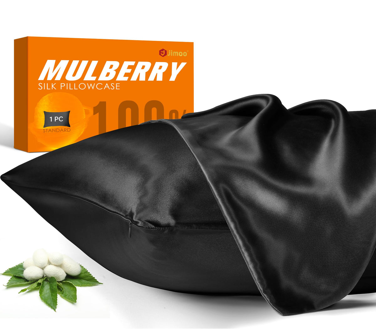JJIMOO silk pillowcase close-up reveals smooth texture for sensitive skin