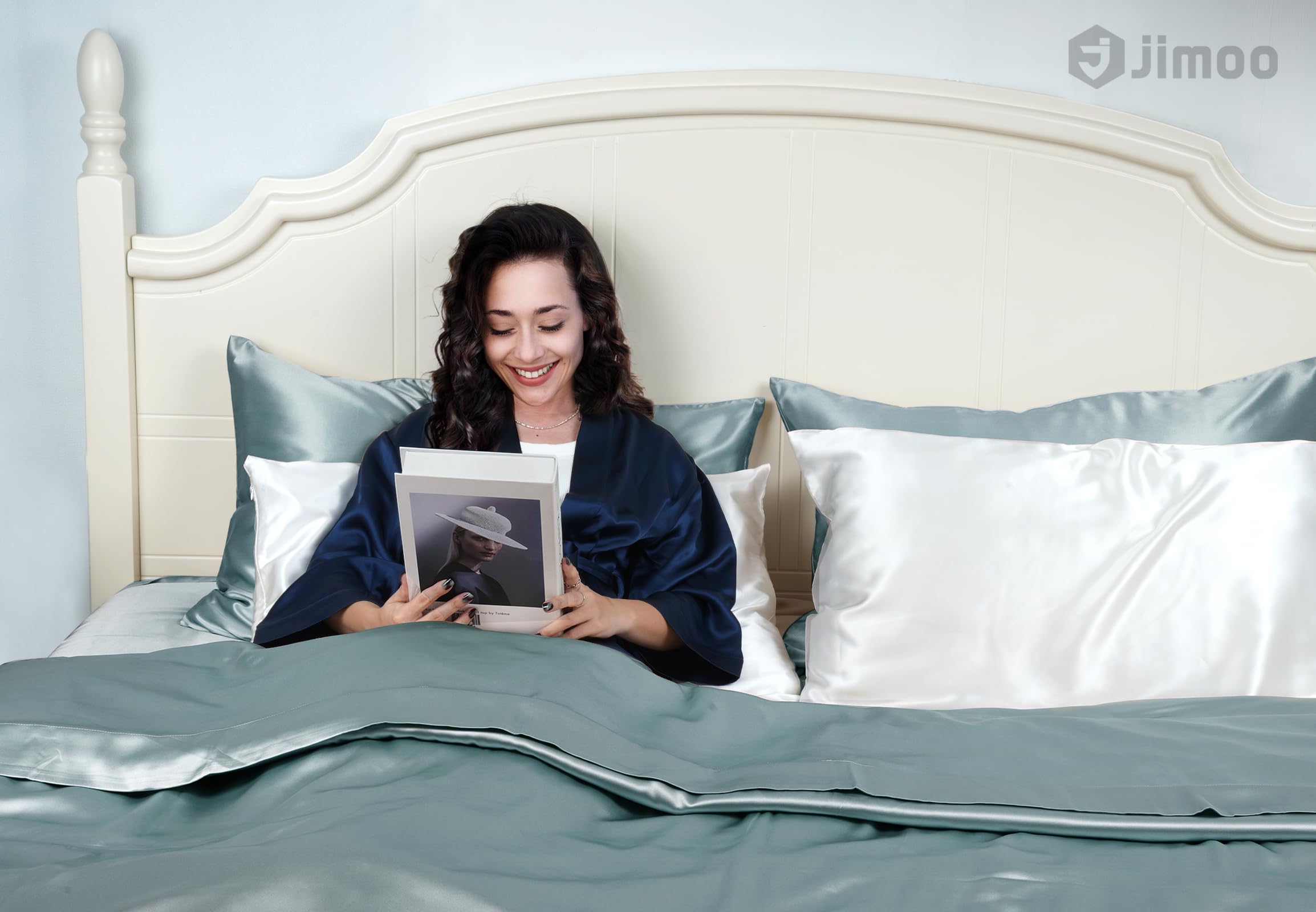 J JIMOO silk pillowcase helps minimize frizz for healthier-looking hair.