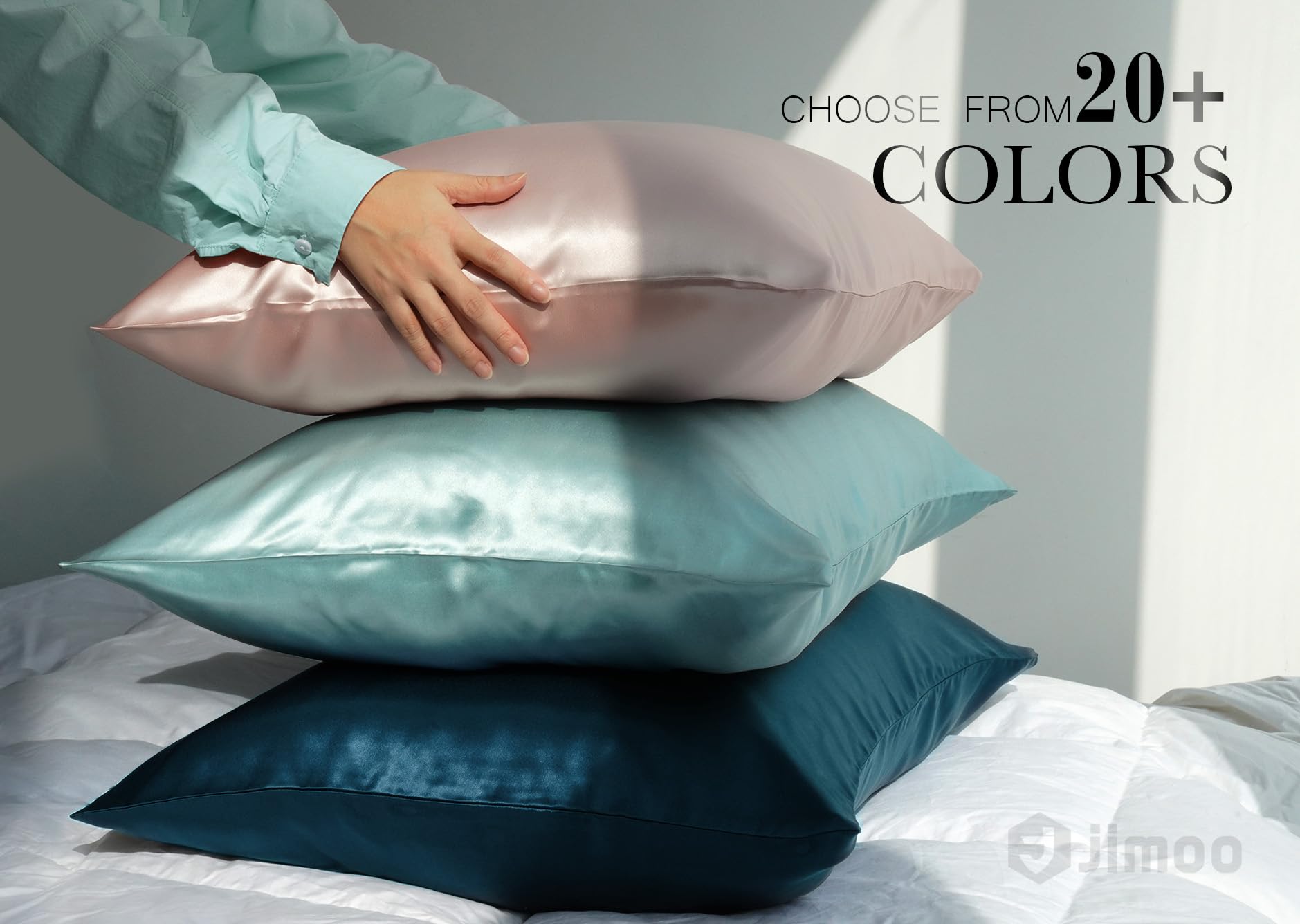 J JIMOO ivory silk pillowcase queen size 20x30 for daily use