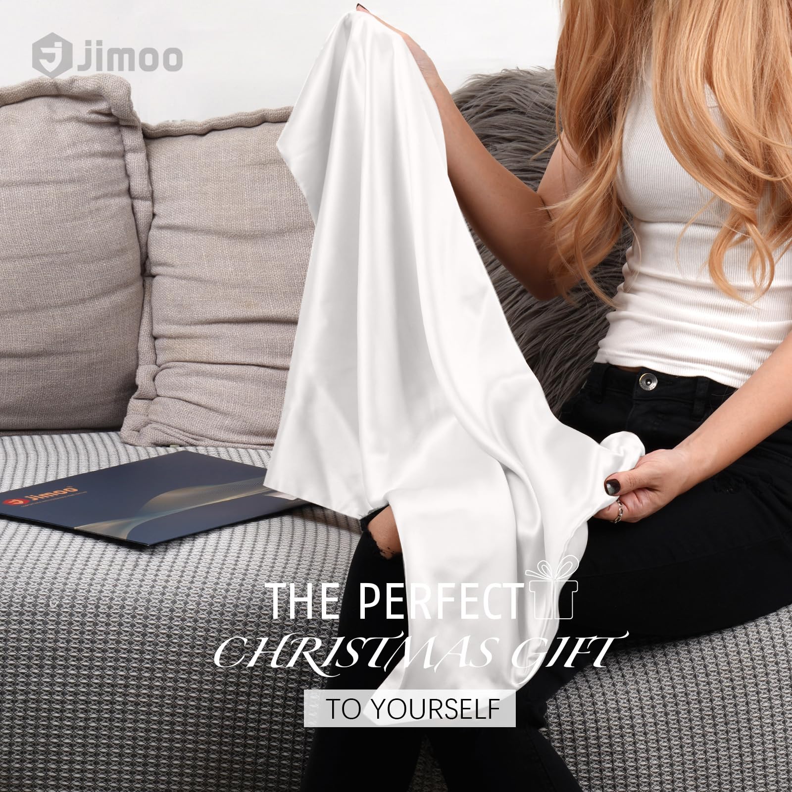 J JIMOO ivory silk pillowcase natural Mulberry silk weave detail