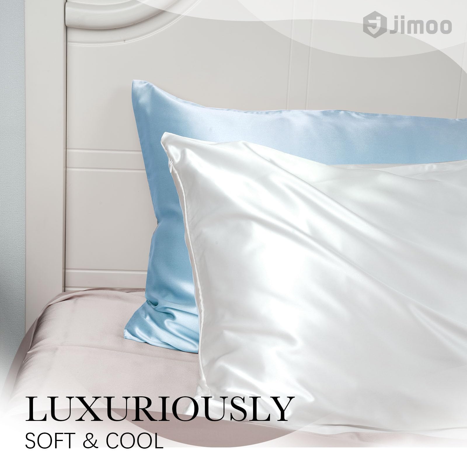 J JIMOO silk pillowcase with zipper on the side for secure nightly use.