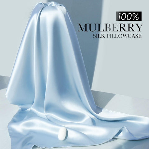 J JIMOO silk pillowcase closeup reveals breathable weave for comfortable temperature regulation.