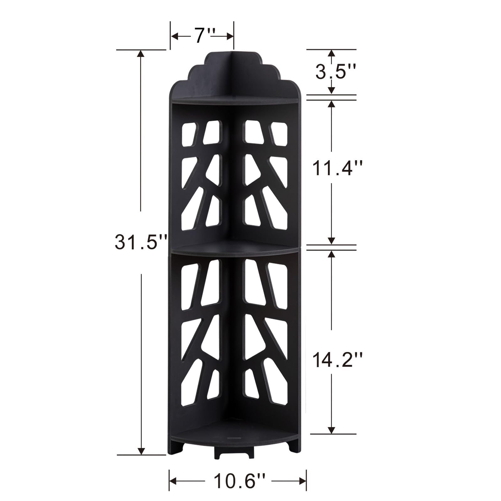 J JINXIAMU black corner stand complements compact décor and provides extra storage.
