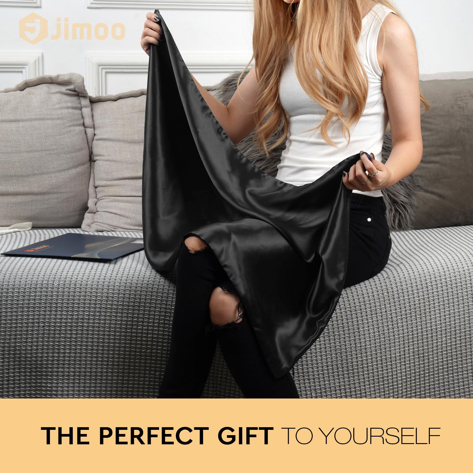 JJMOO soft silk pillowcase minimizes friction for gentle skin and hair.