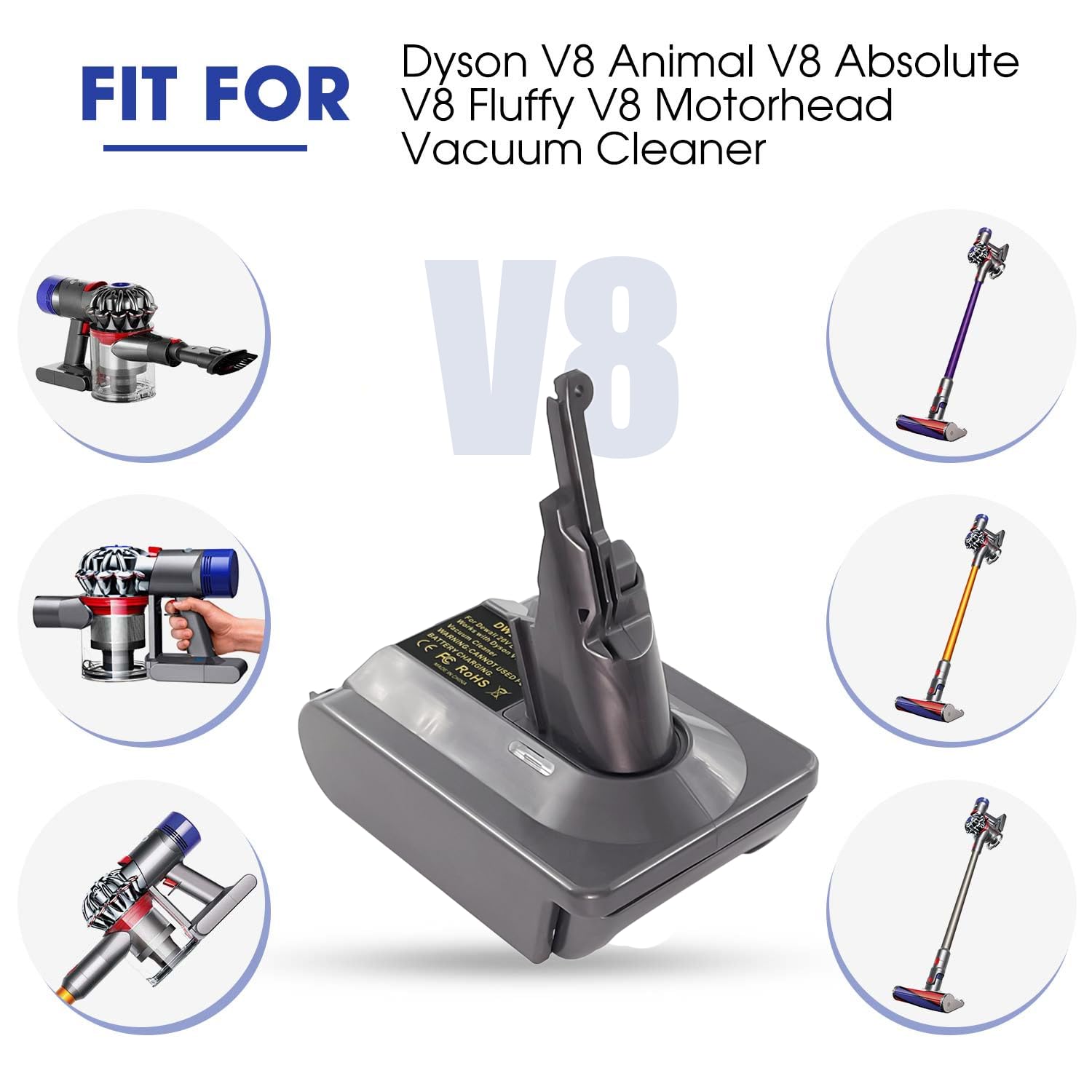 JJXNDO V8 adapter indicator light signals normal operation or low battery status.
