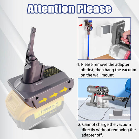 JJXNDO V8 adapter in use with Dyson V8 for seamless power conversion.