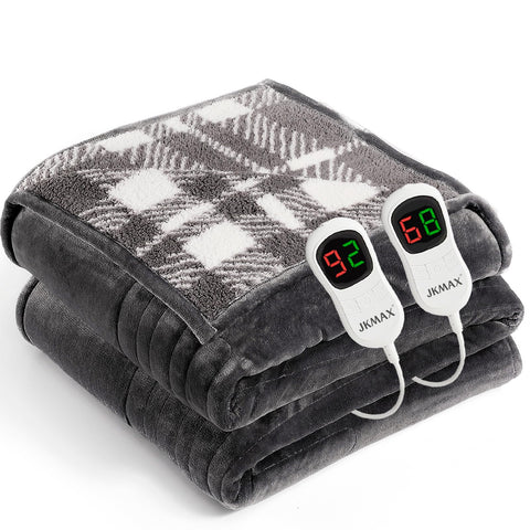 JKMAX heated blanket front view shows queen-size warmth for cozy nights.