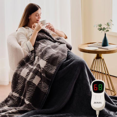 JKMAX heated blanket remote control enables easy temperature adjustments.