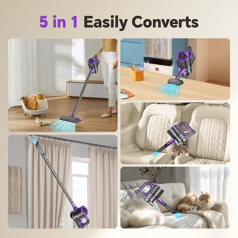 jkuoo 5-in-1 attachments reach crevices and upholstery easily.