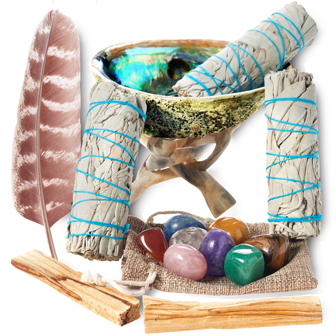 JL Local Hand-carved wood stand elevating your smudging setup.