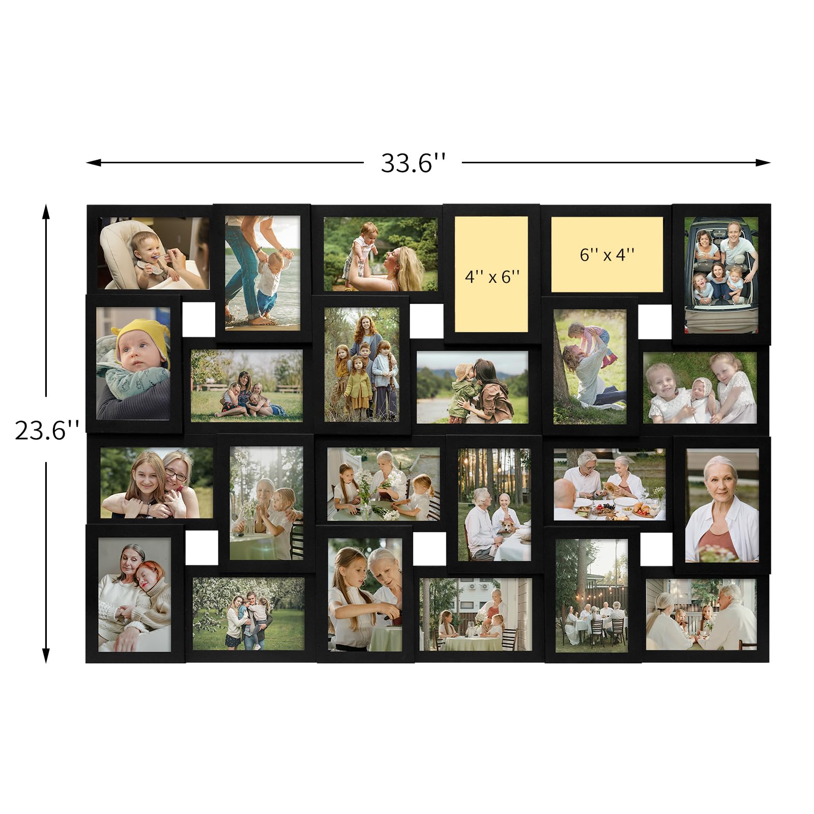 J.M.Deco collage frame hanging options support vertical or horizontal layouts.