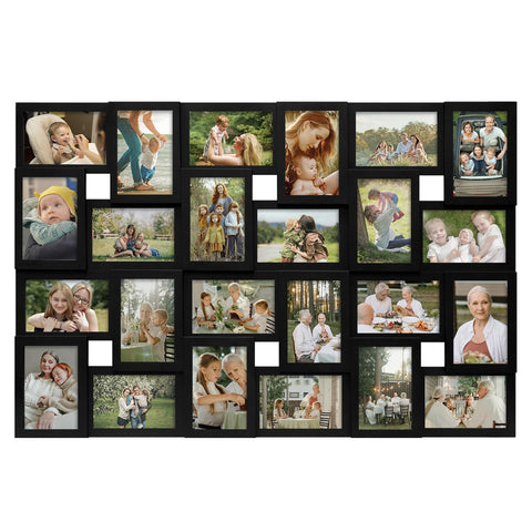 J.M.Deco collage wall frame with 24 slots creates a vibrant memory wall.