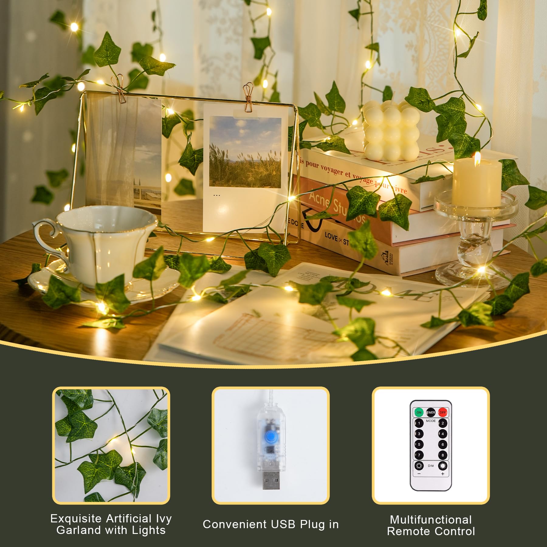 JMEXSUSS bedroom decor with vines creates a tranquil, nature-inspired backdrop.