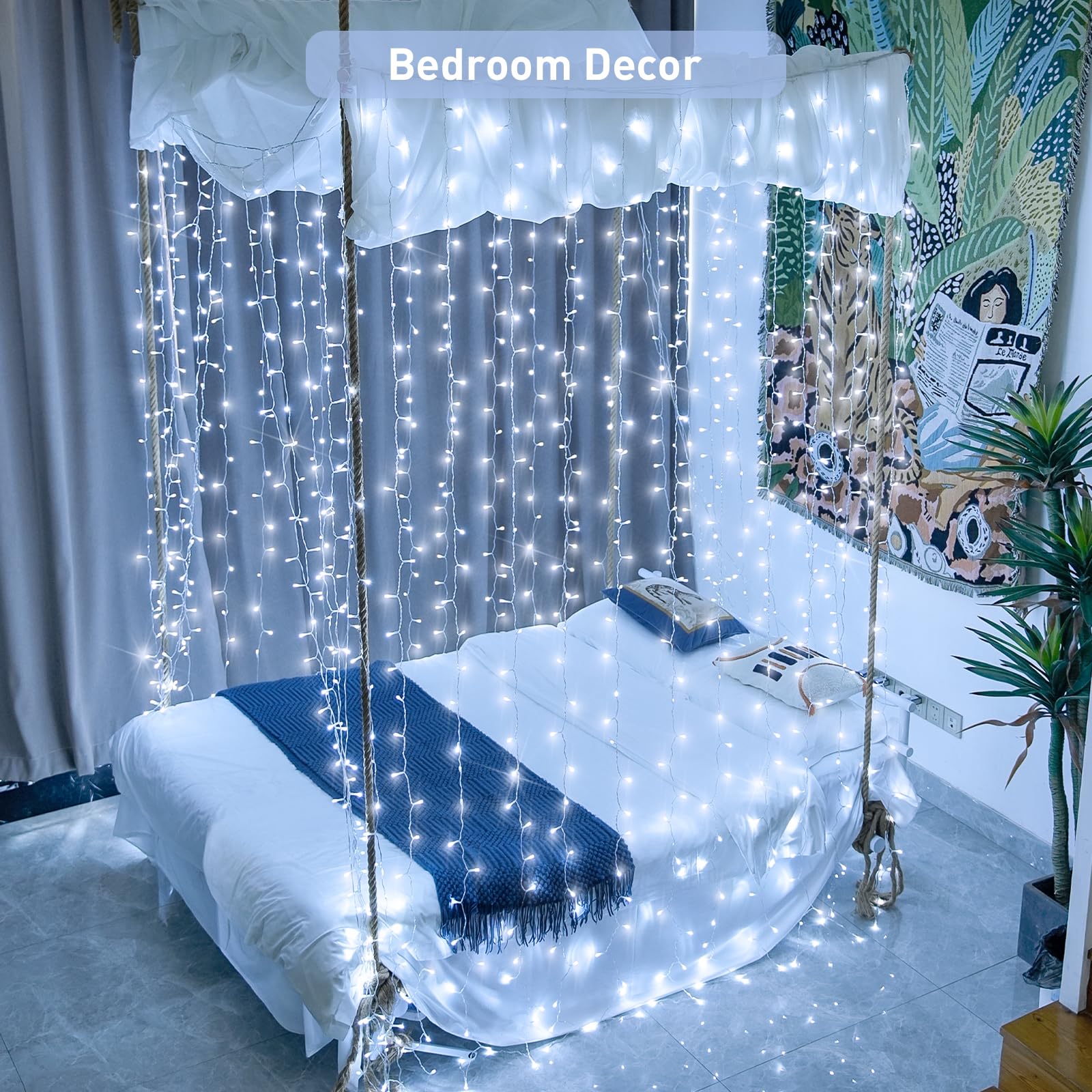 JMEXSUSS curtain lights with remote control offer easy mode changes.
