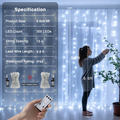 JMEXSUSS 300 LED curtain lights meet UL588 safety standards for secure use.